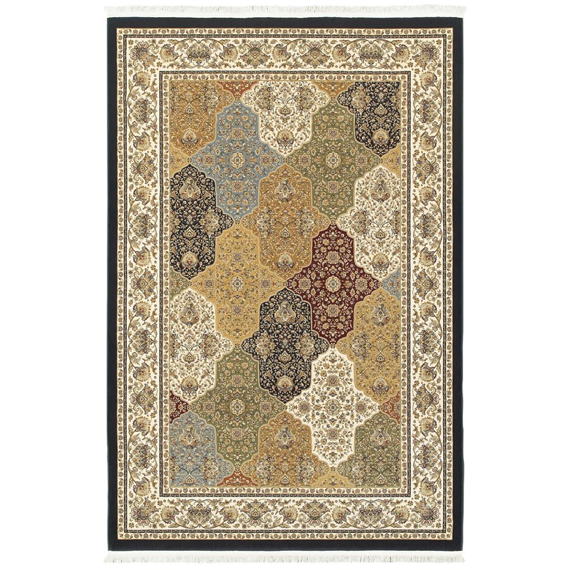 Masterpiece Traditional Area Rug - Navy - 6'7in. x 9'6in. - Luxurious Polypropylene