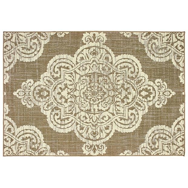 Marina Rectangle Area Rug - Tan - 5'3in. x 7'6in. - Indoor/Outdoor Use