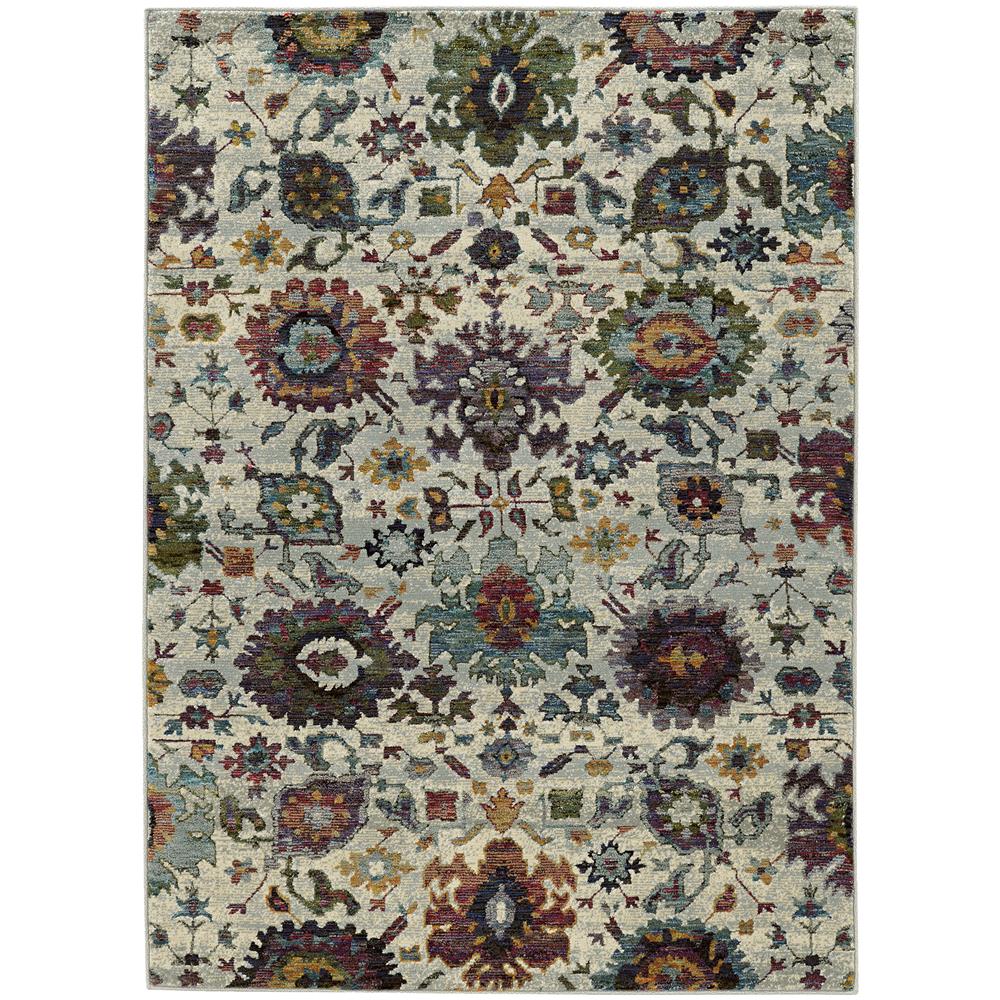 A7129A240RDST Andorra Indoor Casual Oriental Round Rug, Stone - 7 ft. 10 in.