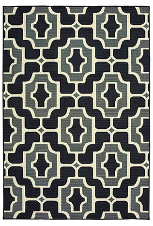 M1491Z053114ST 1 ft. 9 in. x 3 ft. 9 in. Marina Rectangle Rug - Black