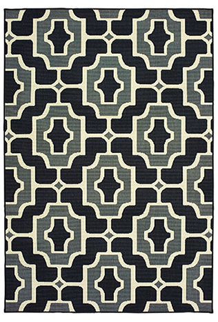 M1491Z259396ST 8 ft. 6 in. x 13 ft. Marina Rectangle Rug - Black
