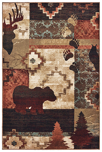 W9649A300390ST 9 ft. 10 in. x 12 ft. 10 in. Woodlands Rectangular Area Rug - Brown