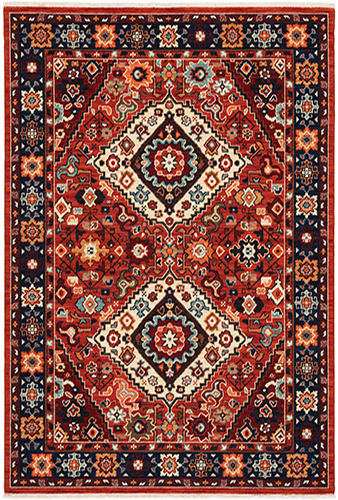 L2061V160235ST 5 ft. 3 in. x 7 ft. 6 in. Lilihan Machine Woven Rectangle Rug, Red
