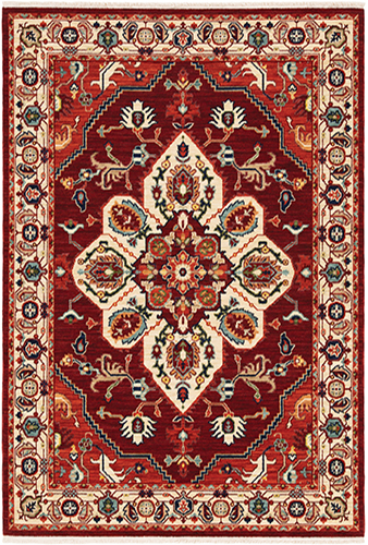 2 ft. x 3 ft. Lilihan Machine Woven Rectangle Rug, Red