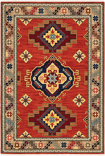 L5504P100153ST 3 ft. 3 in. x 5 ft. Lilihan Machine Woven Runner Rug, Red