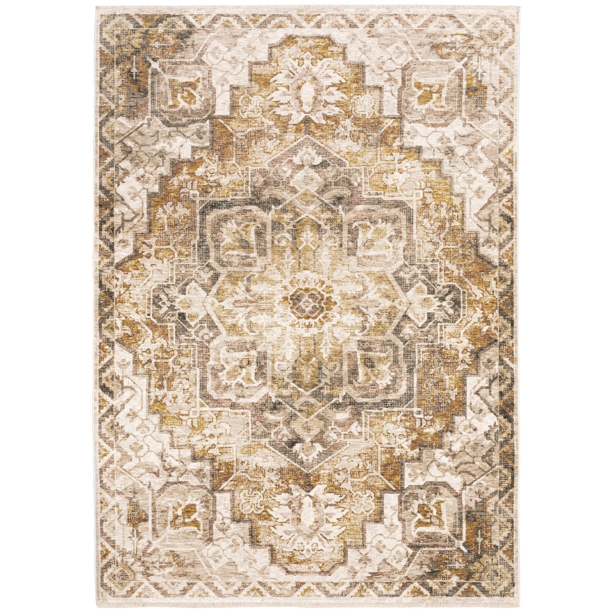 6 ft. 7 in. x 9 ft. 6 in. Maharaja Machine Woven Rectangle Rug, Gold