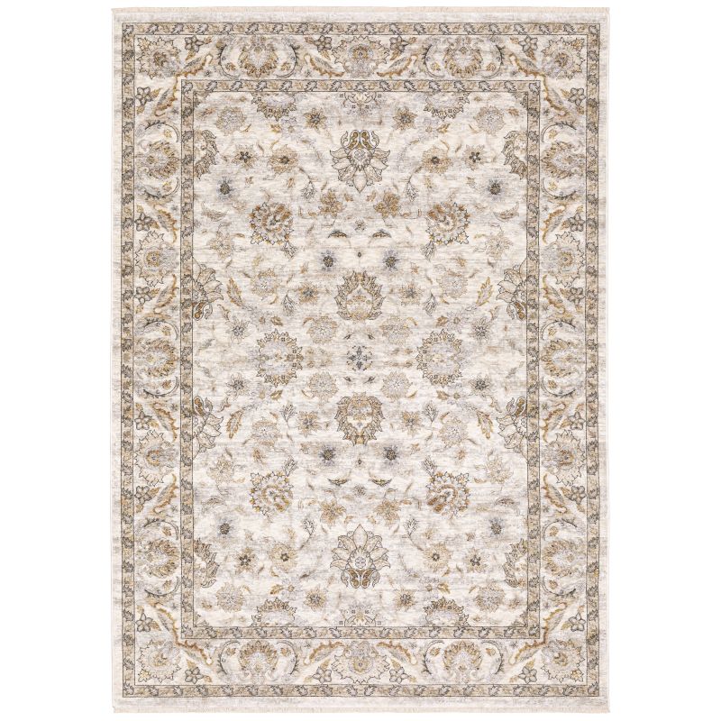 Maharaja Area Rug - Ivory & Grey - 2 x 3 ft - Soft Polyester
