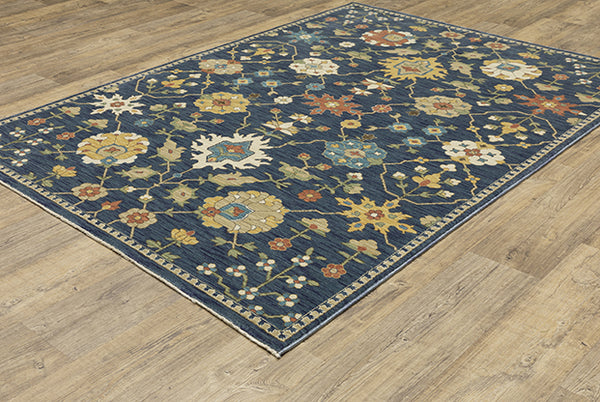FFR02L060092ST 2 x 3 ft. FR02L Francesca Traditional Power-Loomed Rectangle Area Rug, Blue