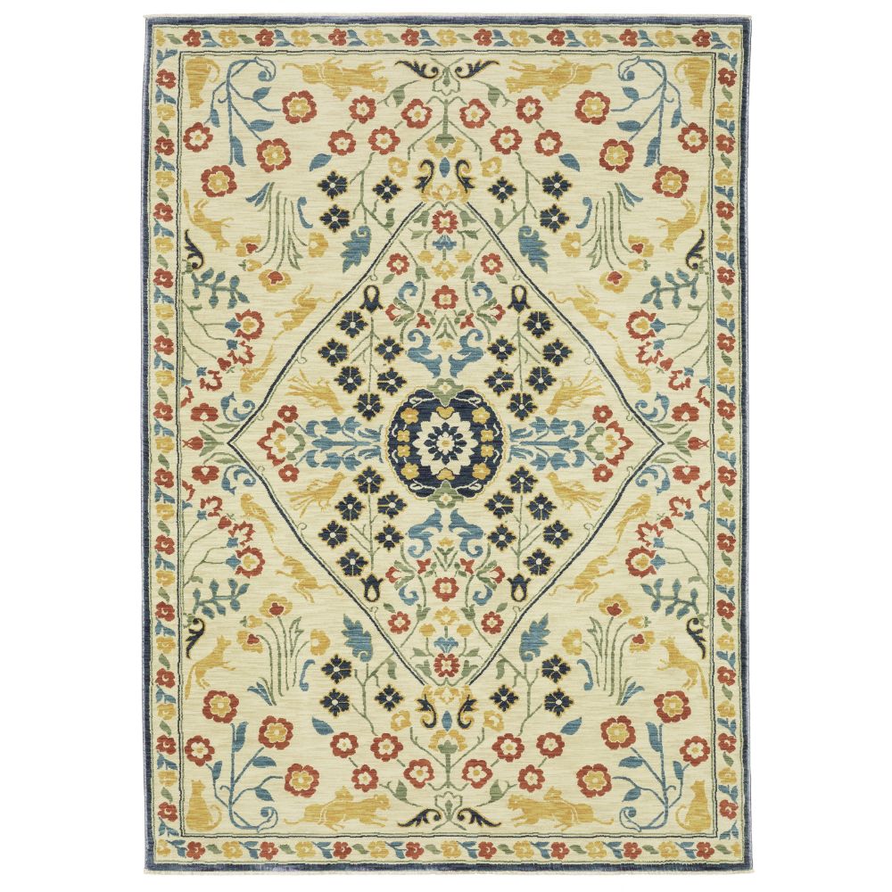 FFR06B300394ST 9 ft. 10 in. x 12 ft. 10 in. Francesca FR06B Rectangle Power Loomed Rug, Ivory & Multi Color