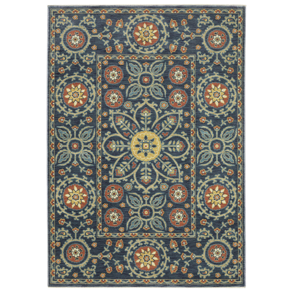 FFR11B100153ST 3 ft. 3 in. x 5 ft. FR11B Francesca Traditional Power-Loomed Rectangle Area Rug, Blue