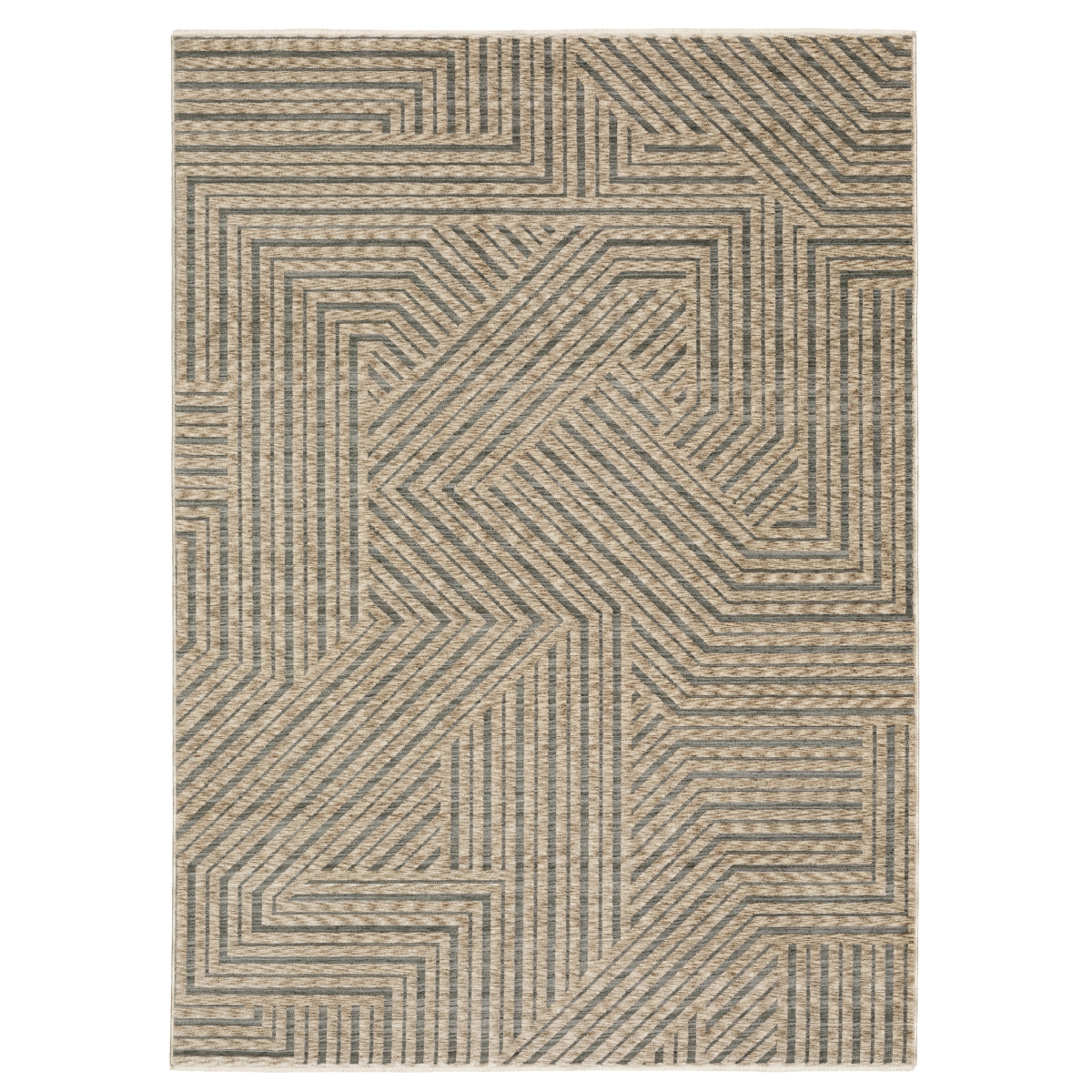 EECH01300394ST 9 ft. 10 in. x 12 ft. 10 in. Echo ECH01 Casual Power Loomed Rectangle Area Rug, Beige