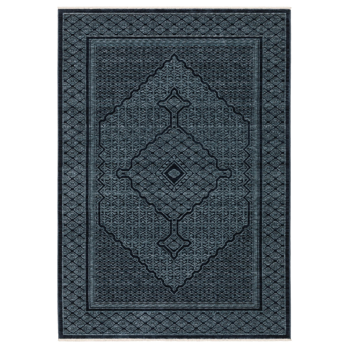 Traditional Power Loomed Area Rug - Blue - 5 ft. 3 in. x 7 ft. 6 in. - Soft Polyester