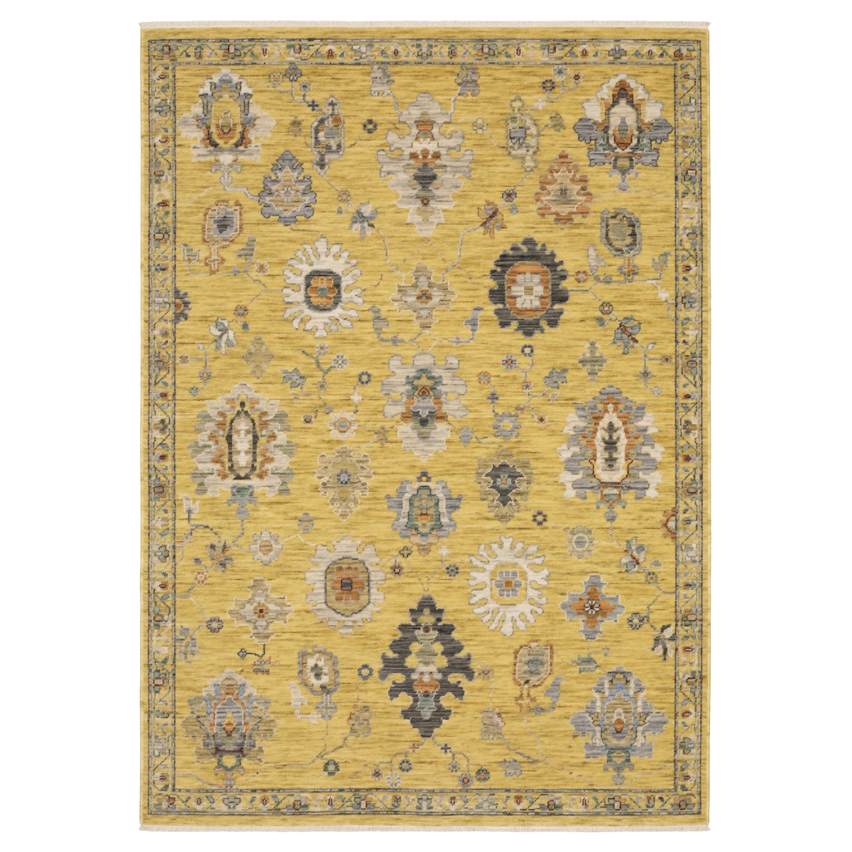 L2863G060190ST 2 x 6 ft. Lucca 2863G Traditional & Casual Power Loomed Rectangle Area Rug, Yellow