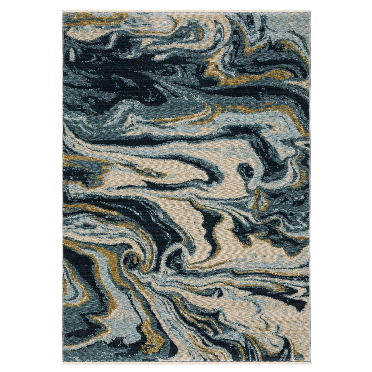Contemporary Blue Area Rug - 2'3in. x 7'6in. - Power Loomed