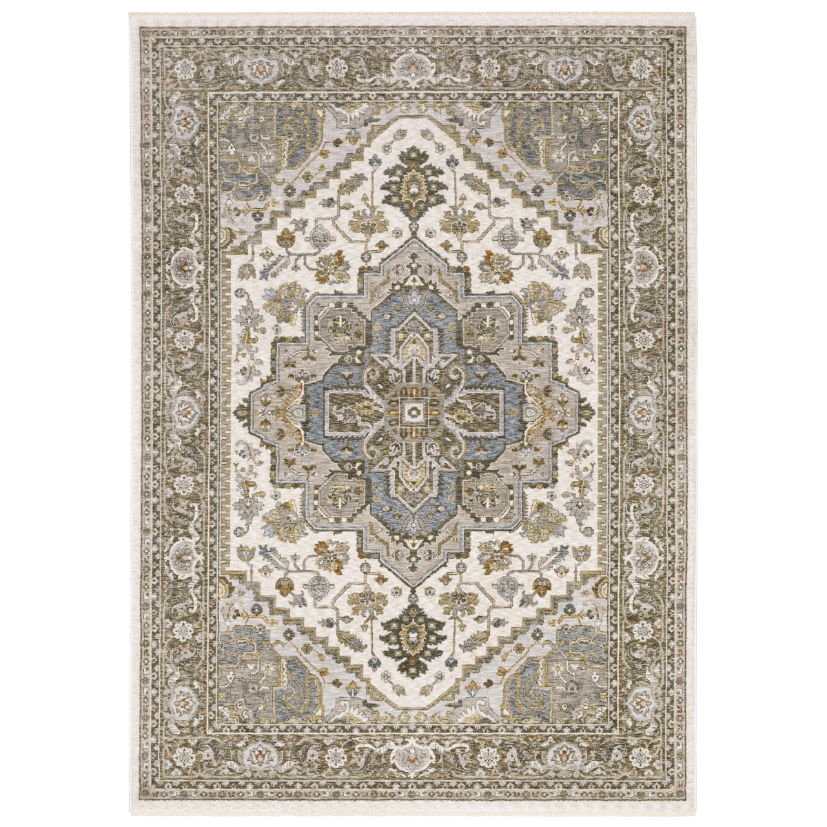 M1144Y160235ST 5 ft. 3 in. x 7 ft. 6 in. Maharaja 1144Y Traditional Power Loomed Rectangle Area Rug, Ivory
