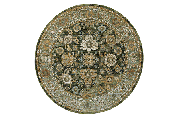 A2417B240RDST 7 ft. 10 in. Andorra 2417B Traditional Power Loomed Round Rug, Green