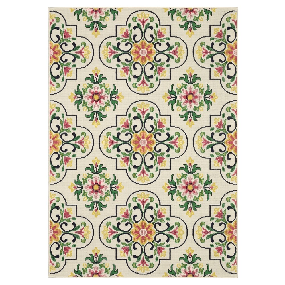 HHAV04160220ST 5 ft. 3 in. x 7 ft. 3 in. Havana Machine Made Indoor & Outdoor Casual Area Rectangle Area Rug, Ivory