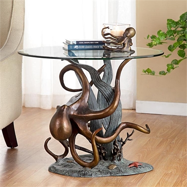 34622 Octopus & Seagrass End Table - 21.5 x 24 x 24 in.