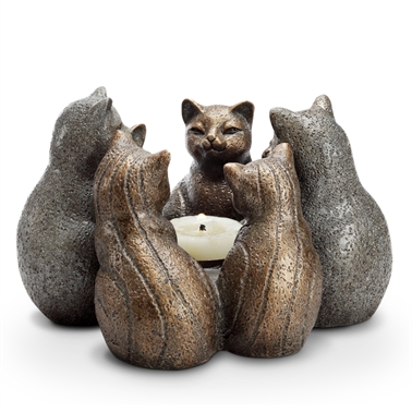 34732 Cat Gathering Candleholder - 6 x 9 x 9.5 in.