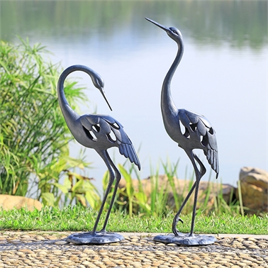 Crane Pair LED Garden Sculpture - 29 x 14 x 9.50 in.