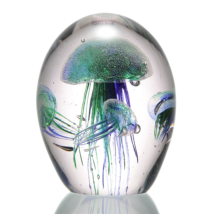 Jellyfish Quartet Glass Art - Green & Blue
