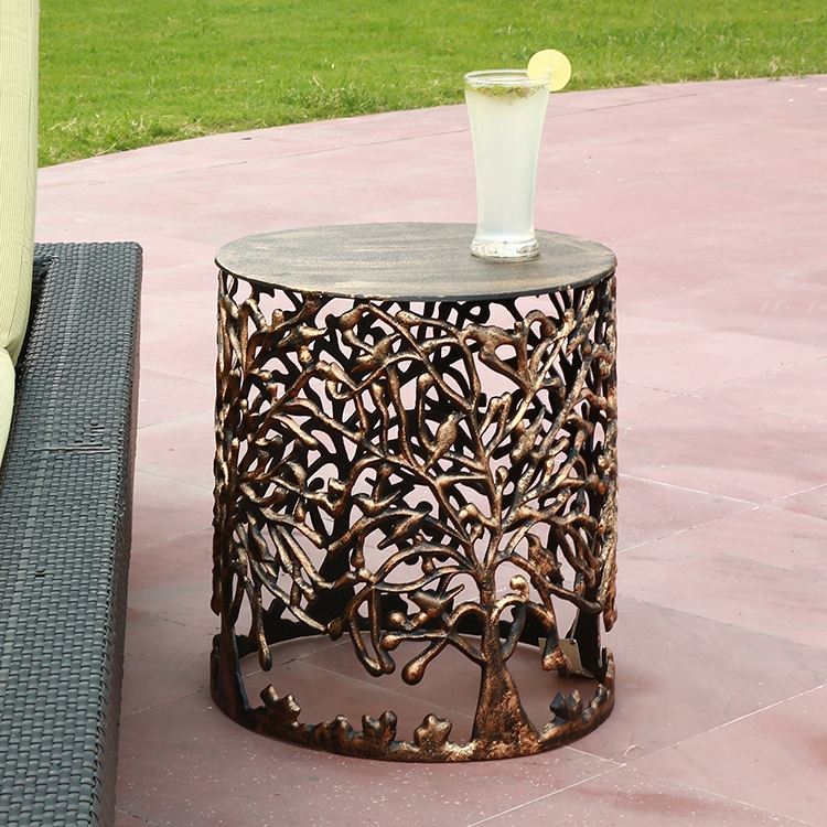 17 x 15 x 15 in. Tree & Lattice Pattern Garden Stool