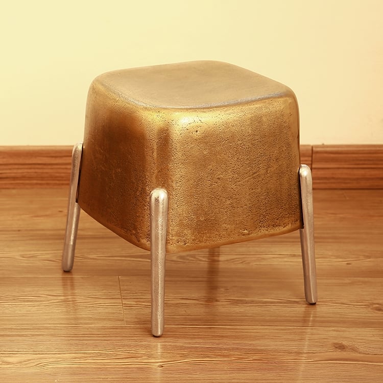 14 x 12 x 12 in. Brass & Nickel Finish 4 Leggs Side Table