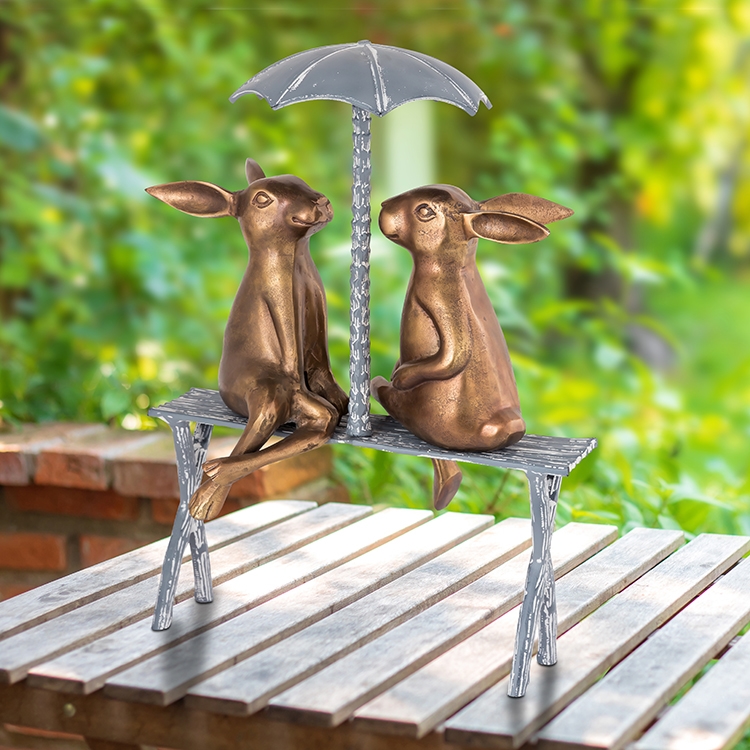 41000 26 x 19 x 11 in. Romantic Rabbit Pair on Bench