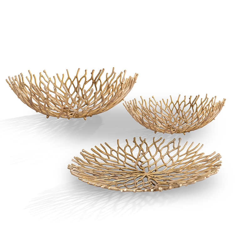 Picture of SPI Home 41009 6 x 21.50 x 21.50 in. Coral Tray & Bowls - Set of 3