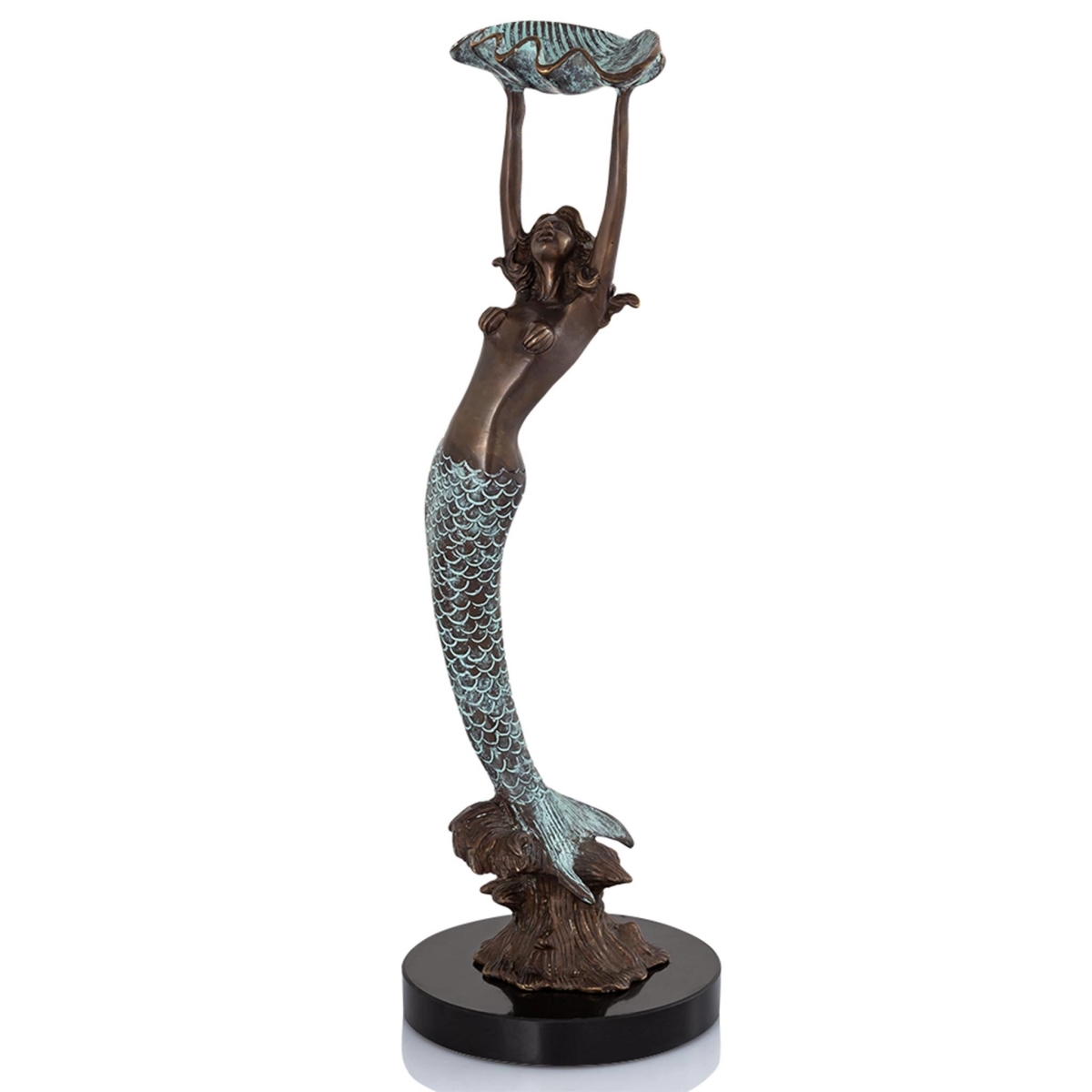 15 x 5 x 5 in. Mermaid with Tray, Brass