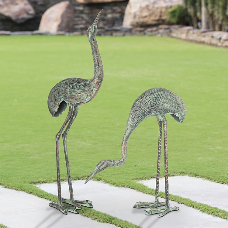 San Pacific International Foraging Cranes Garden Sculpture Set