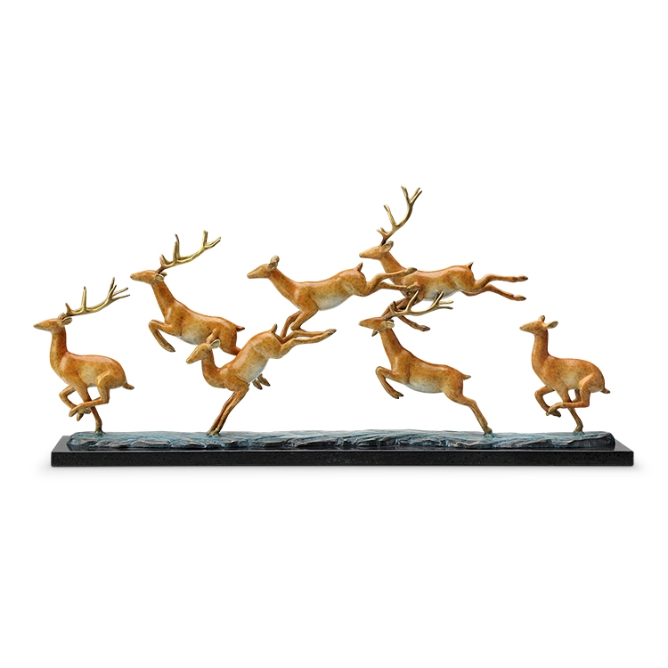 11 x 24 x 4 in. Leaping Deer Herd