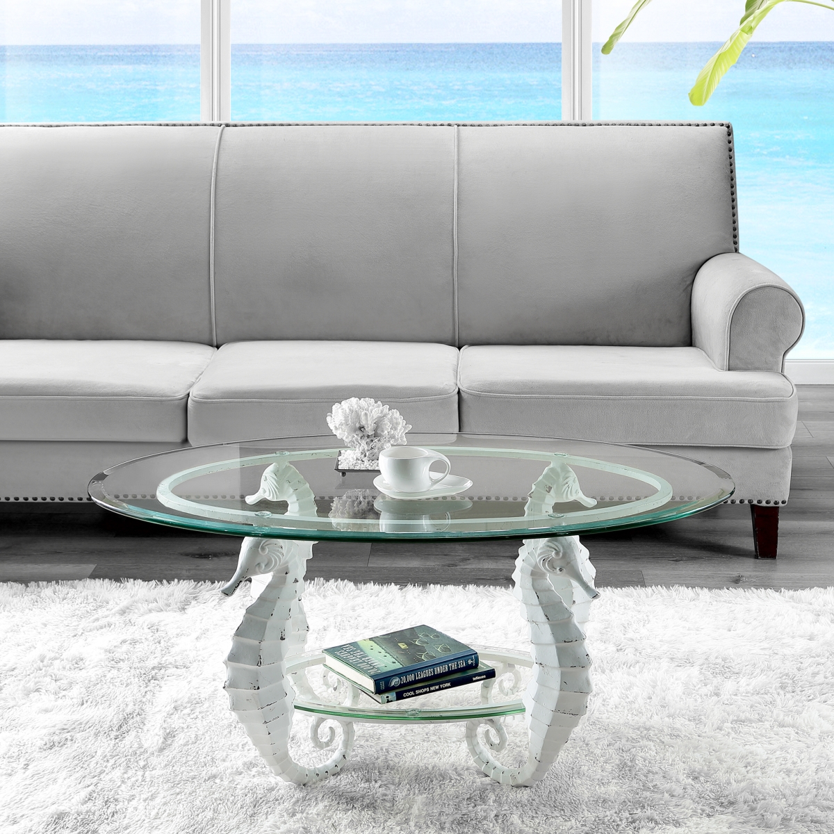 Picture of SPI Home 35055 19.5 x 42 x 42 in. Seahorse Coffee Glass Table