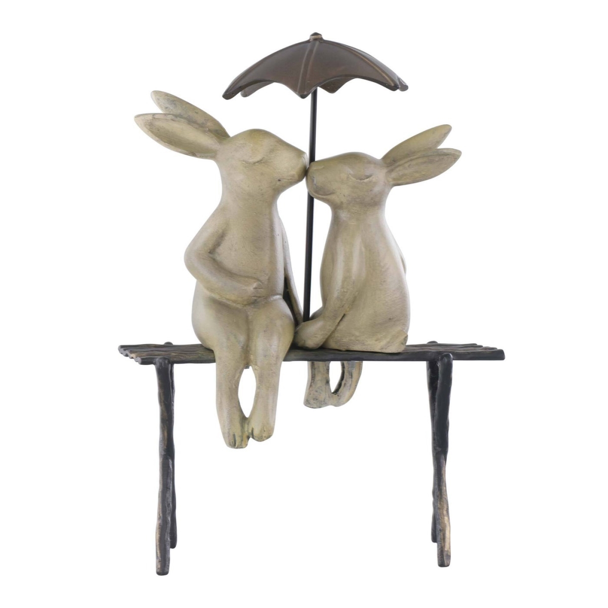 21107 Bunny Lovers on Bench Garden Decor