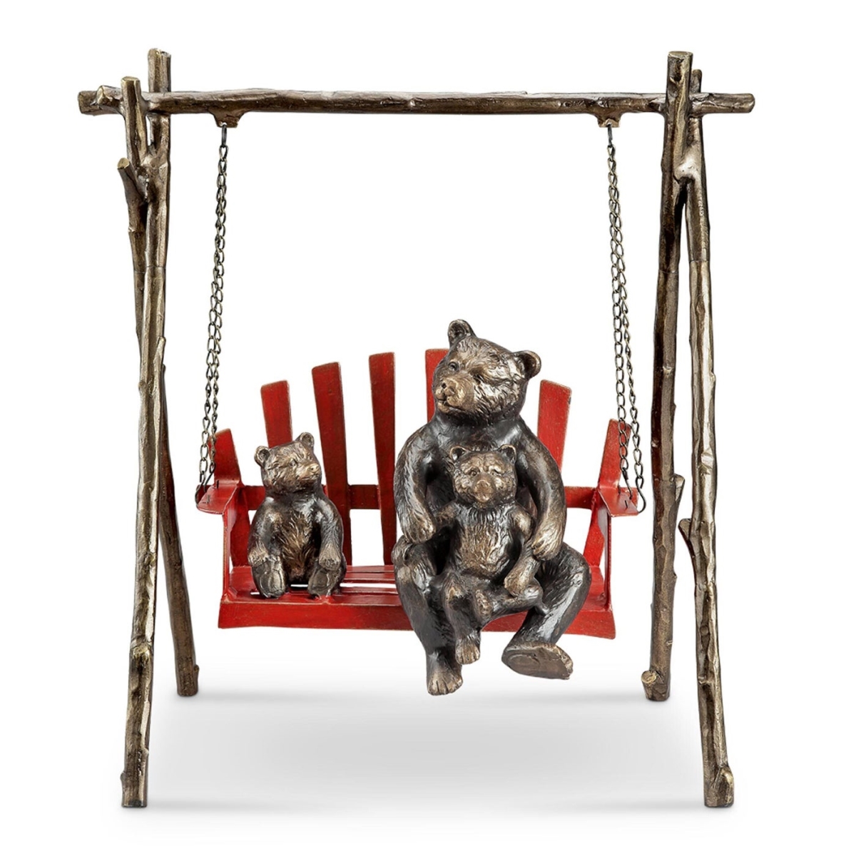 Bear & Cubs on Porch Swing Garden Sculpture