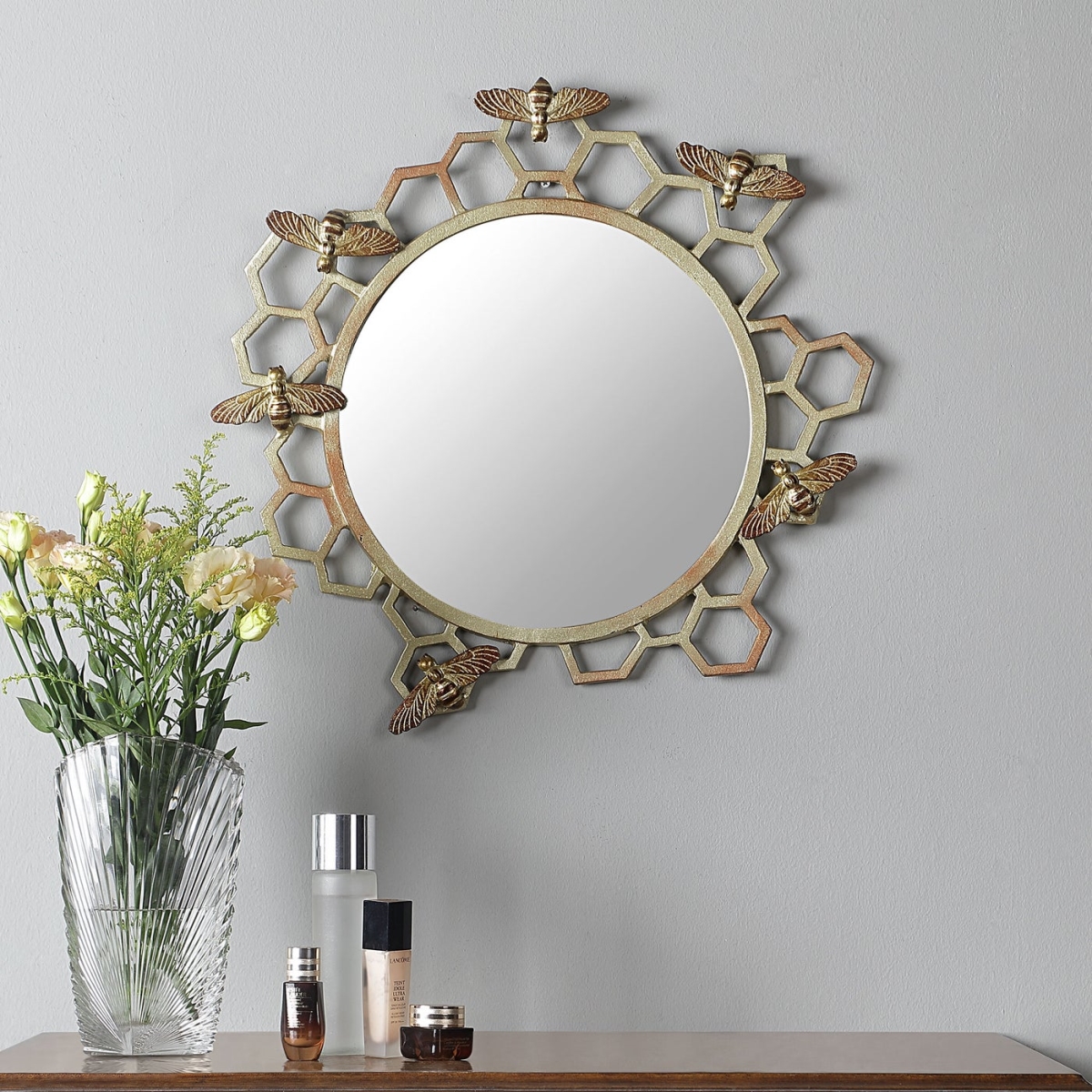 1 x 22 x 21 in. Honeycomb & Bee Wall Mirror