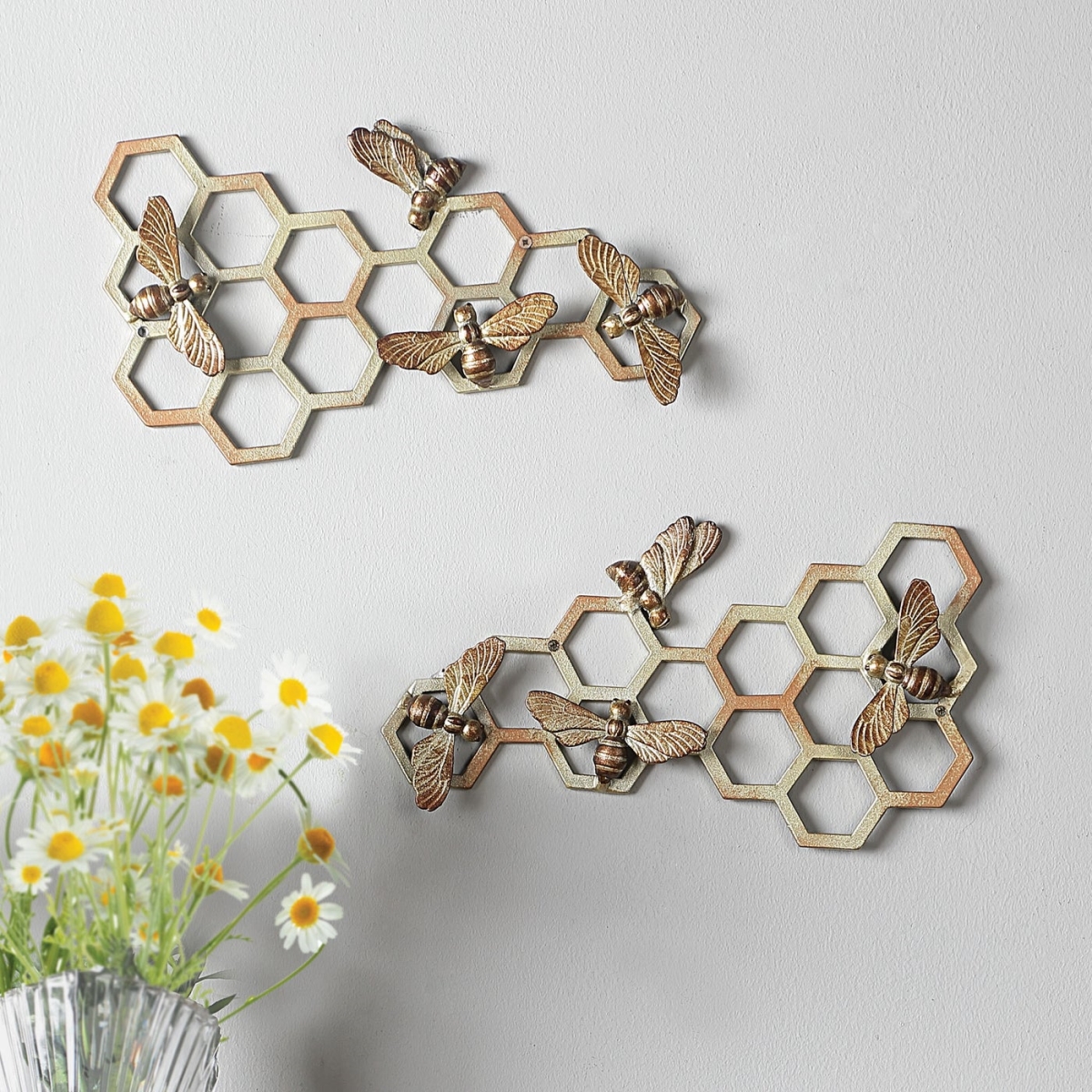 15 x 8 x 1 in. Honeycomb & Bee Wall Plaques