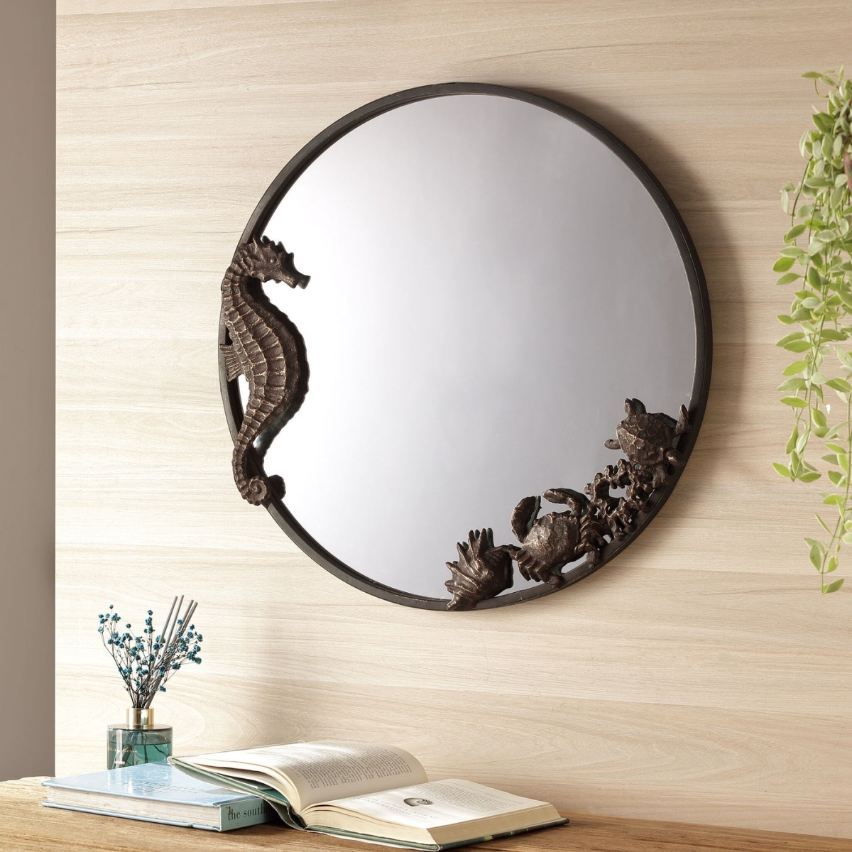 Seahorse & Sea Life Round Mirror