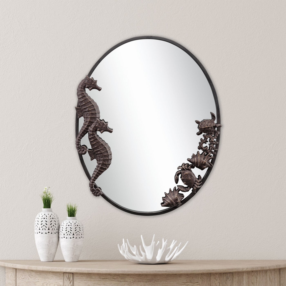 Seahorses & Sea Life Oval Mirror