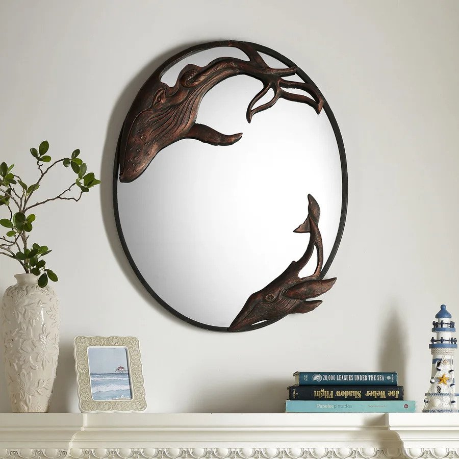 51175 26 x 21.5 x 1 in. Whale Oval Wall Mirror