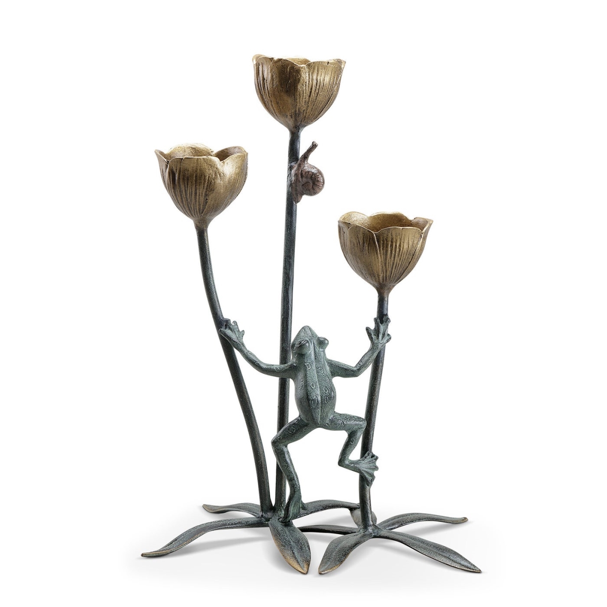 18 in. Frog & Flower Trio Candleholder