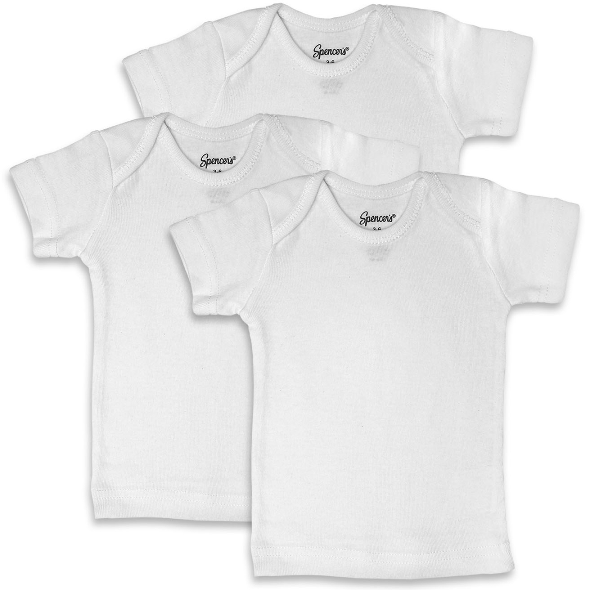 150-3-9 5 Piece White Lap Shoulder Shirts - 6-9 Months