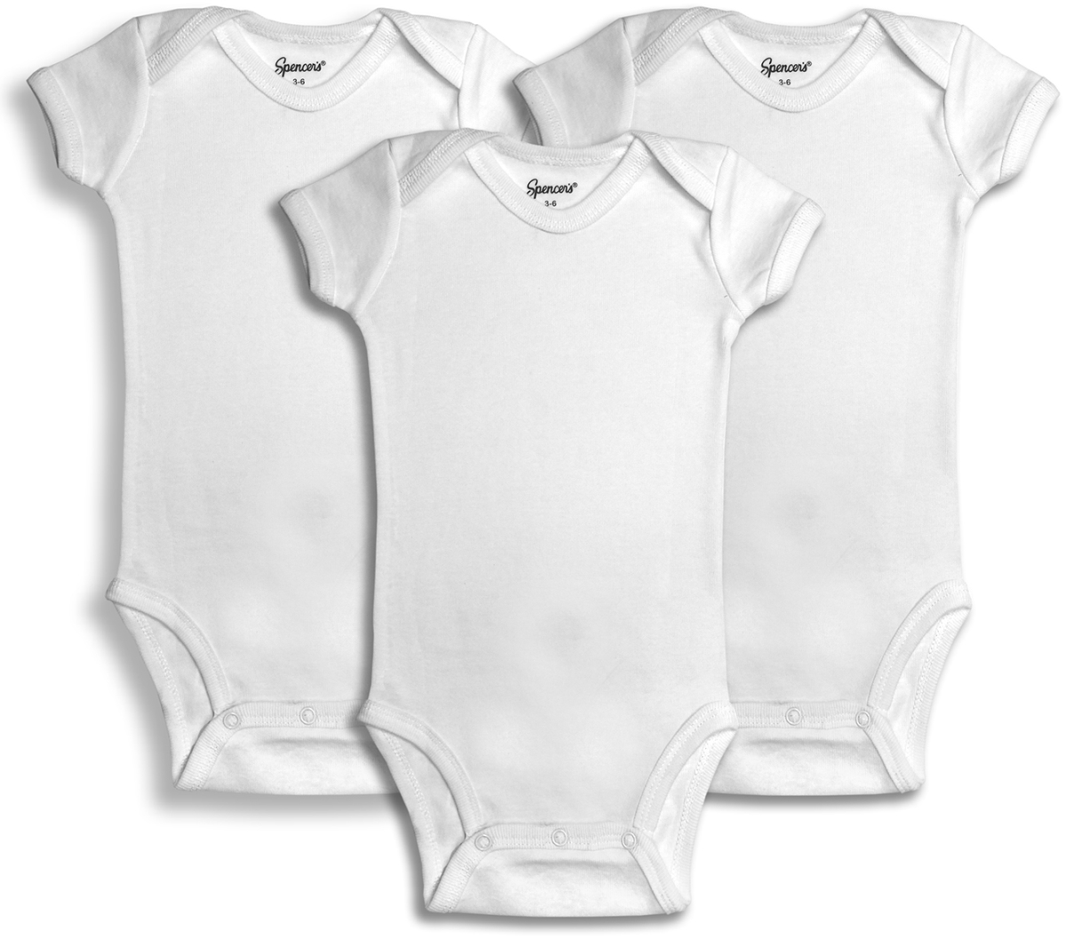 520-3-12 3 Piece White Bodysuits, 9-12 Months