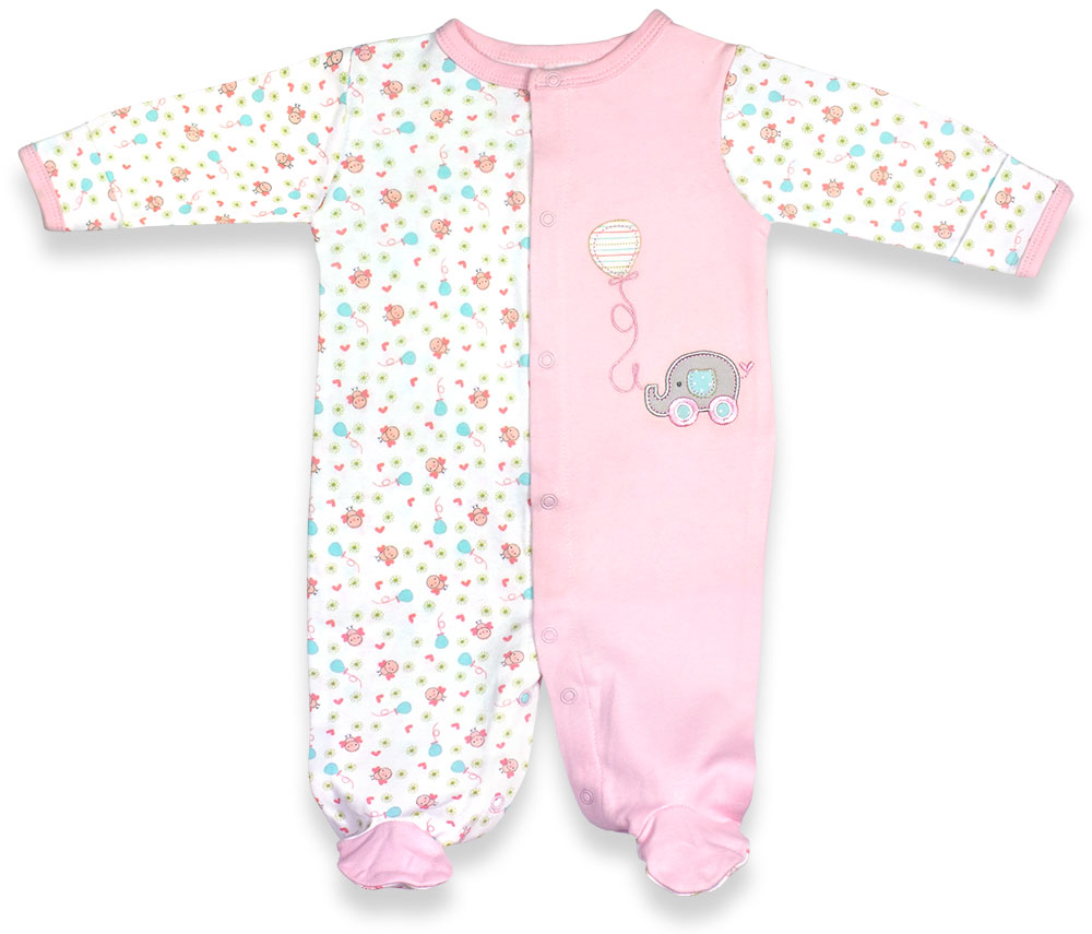 Picture of Spencers H744G-1-18-PI 18 Months Girls Sleep N Play Footie Pajama - Birdies Print&#44; Pink & White
