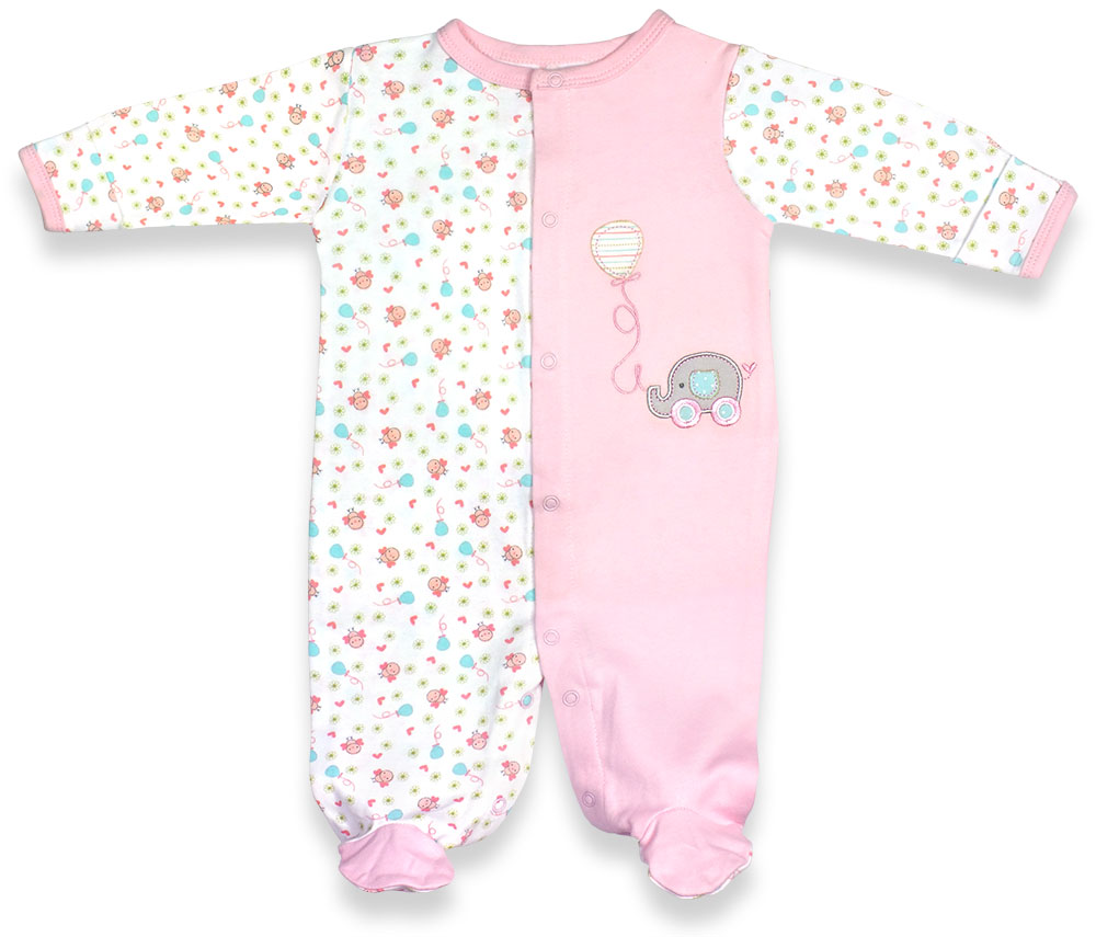 Picture of Spencers H744G-1-24-PI 24 Months Girls Sleep N Play Footie Pajama - Birdies Print&#44; Pink & White