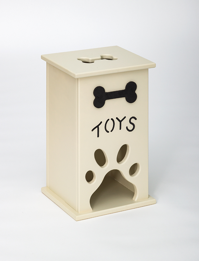 Picture of Spotts Dog Feeders 120ATWH Pine Wood Pet Toy Tower Box&#44; Antique White Finish