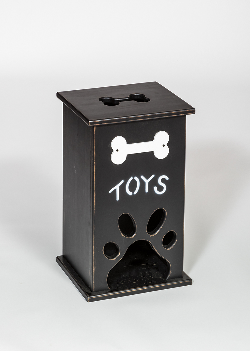 Picture of Spotts Dog Feeders 120BLK Pine Wood Pet Toy Tower Box&#44; Black Finish