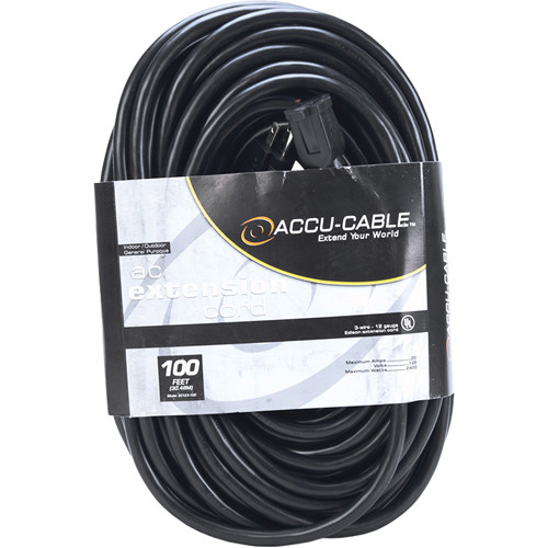 Picture of American DJ EC123-100 100 ft. 12 AWG 3 Gauge Edison Extension Cord&#44; Black