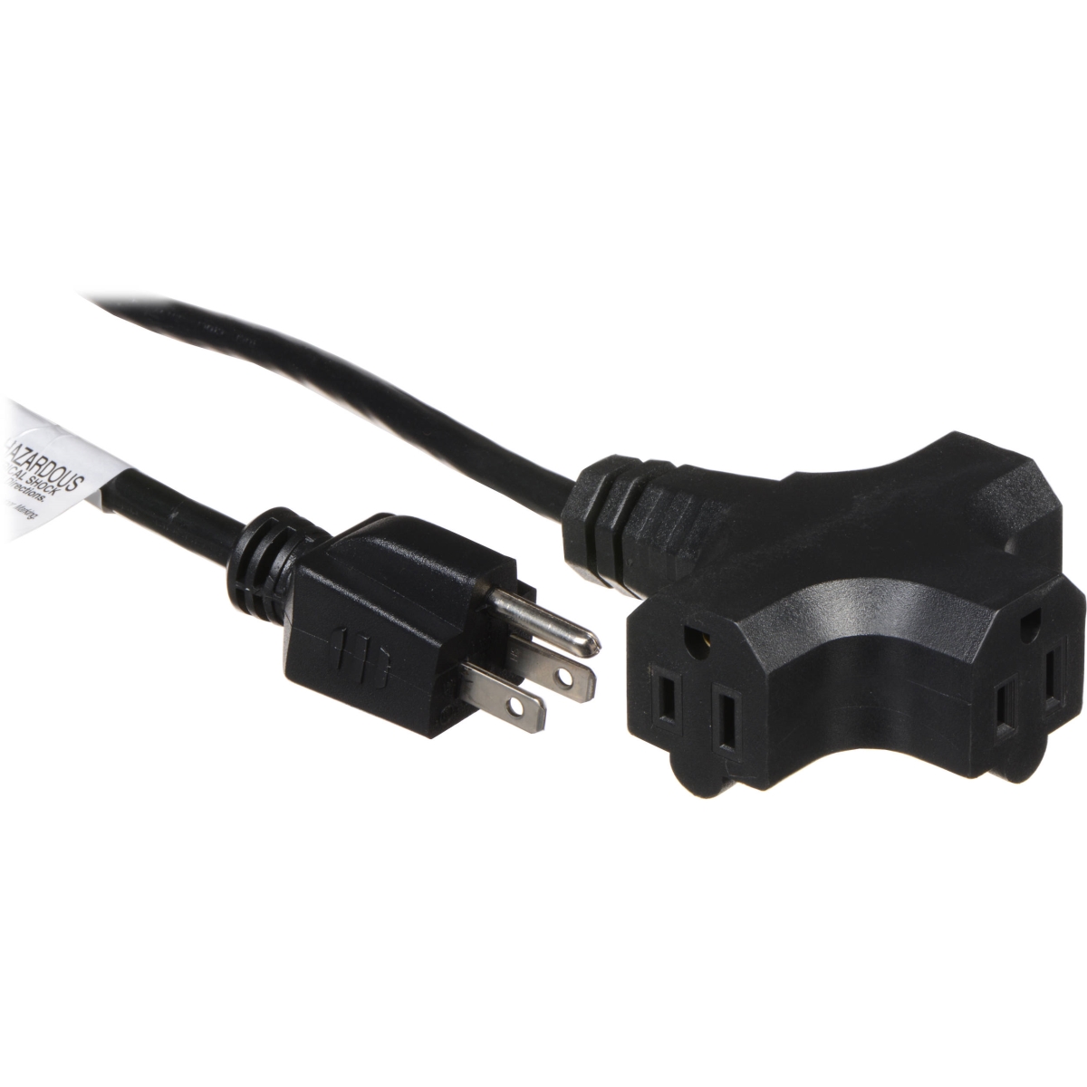 Picture of American DJ EC163-3FER25 25 ft. 16 AWG 3 Gauge Edison Extension Cord with Three Plugs, Black