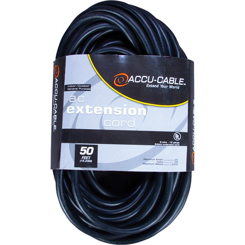 Picture of American DJ EC163-50 50 ft. 16 AWG 3 Gauge Edison Extension Cord&#44; Black